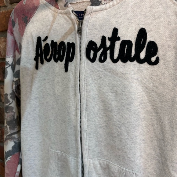 Aeropostale womens floral hooded zip up y2k jacket cream small - Picture 2 of 6